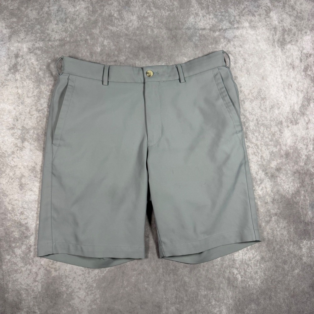 Peter Millar Mens Performance Golf Shorts Gray Size 30 Flat Front Stretch